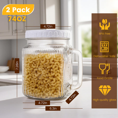 Amzcku 74oz wide mouth jar perfect for fridge storage of preserves.