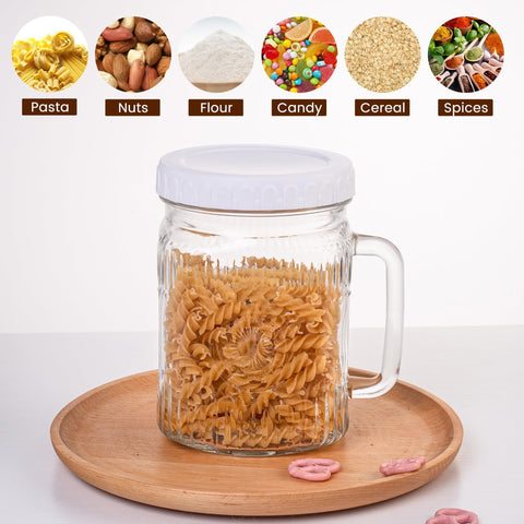 Amzcku kitchen decor jar with secure lid for organized counter display.