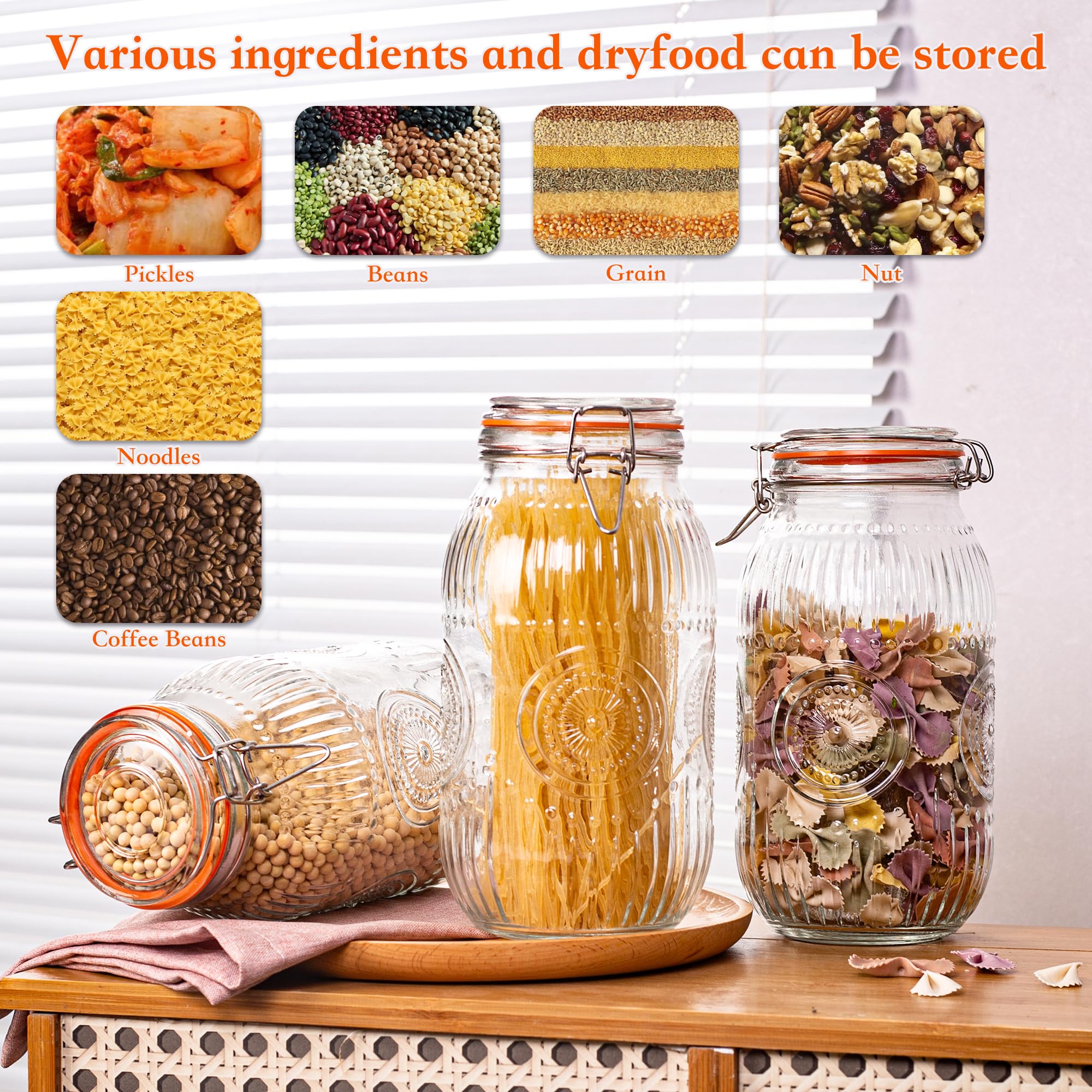 Amzcku multipurpose kitchen jar ideal for coffee, sugar, beans, snacks, and pantry organization.