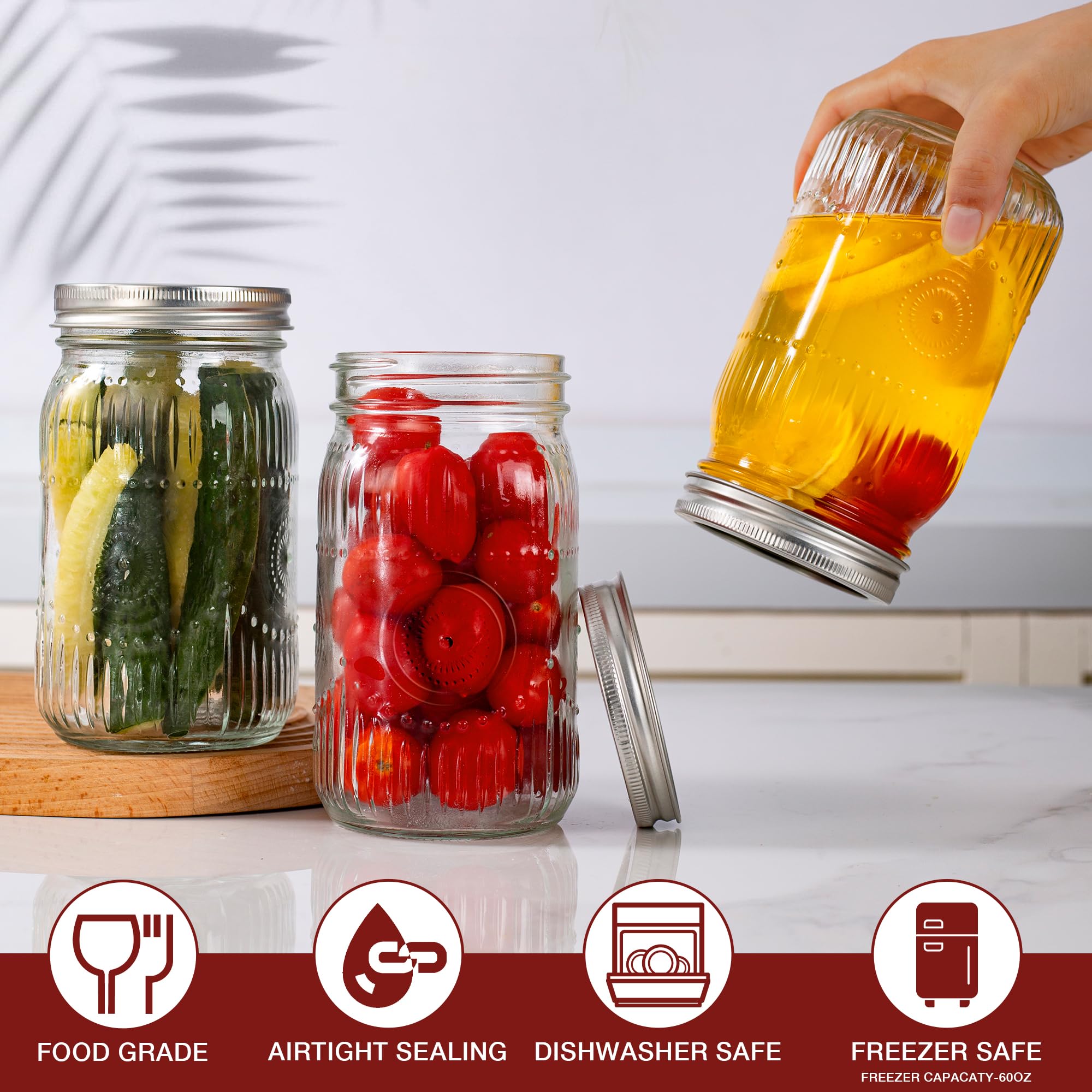 Amzcku red sunflower pattern jar enhances kitchen decor.