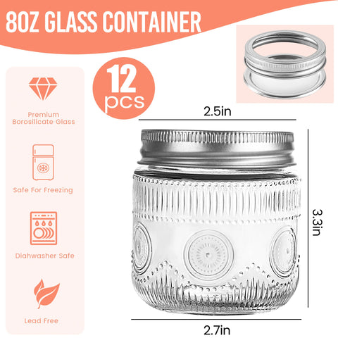 Amzcku regular-mouth mason jar 8oz designed for easy filling and cleaning.