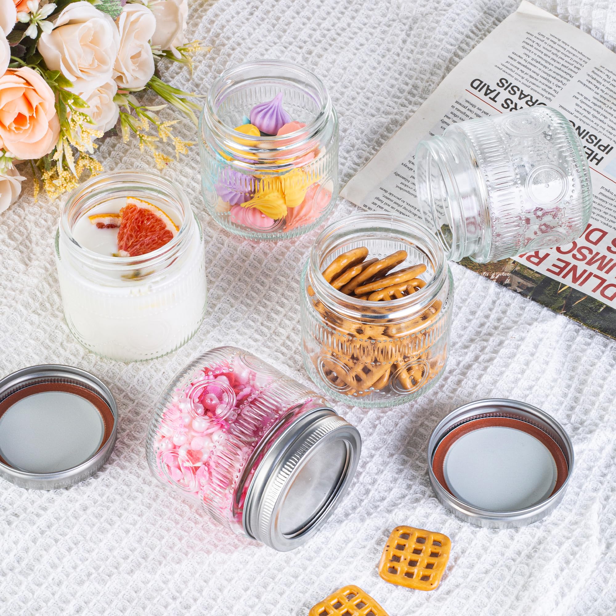 Amzcku jar features sunflower pattern, adding decorative appeal to your kitchen shelves.