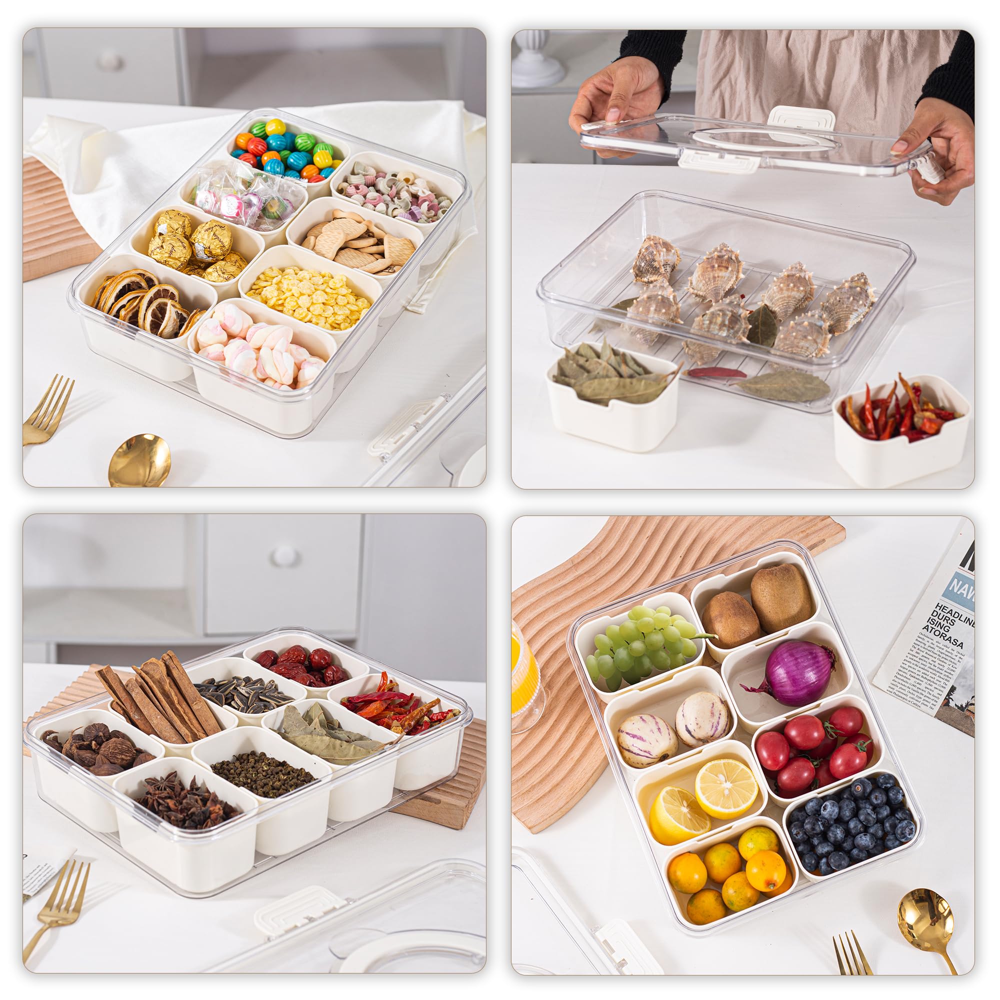 Amzcku transport snack tray with lid keeps contents secure during travel.