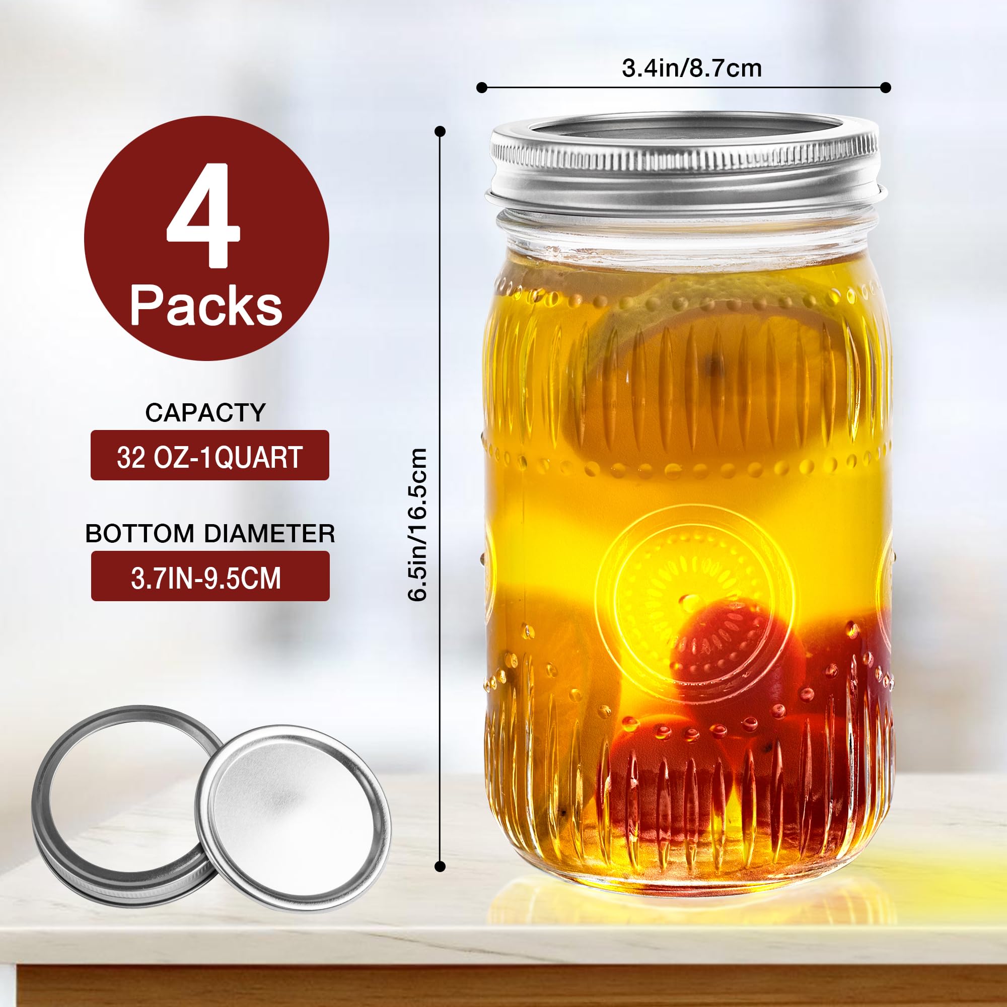 Amzcku wide-mouth quart mason jar ideal for quick filling and cleaning