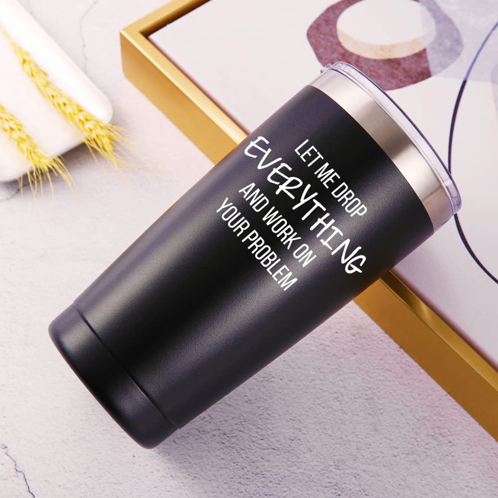 AMZUShome Let Me Drop Everything travel mug, sturdy handle grip for on-the-go use.