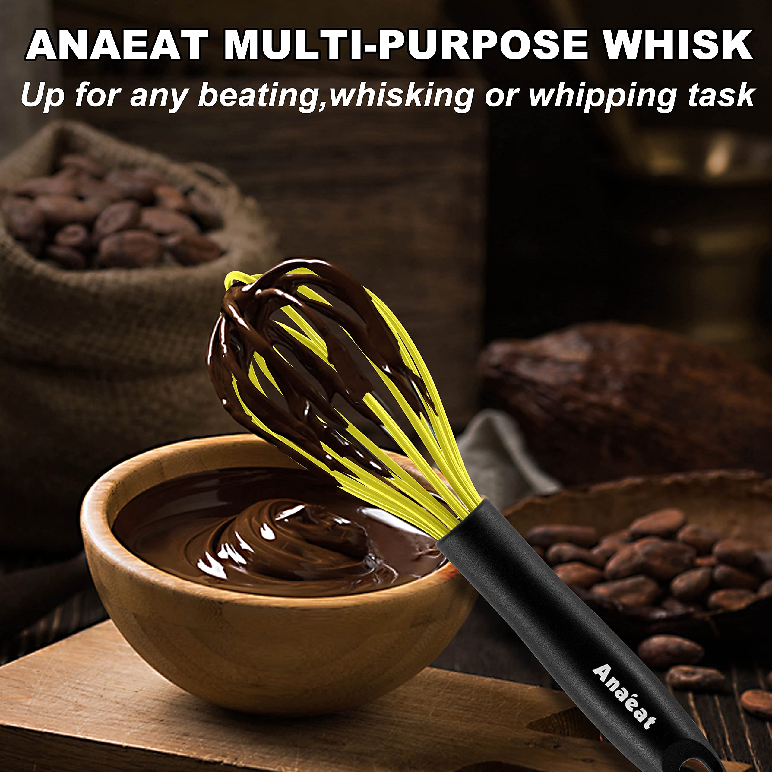 Anaeat balloon whisk in action for smooth blending of sauces and batters.