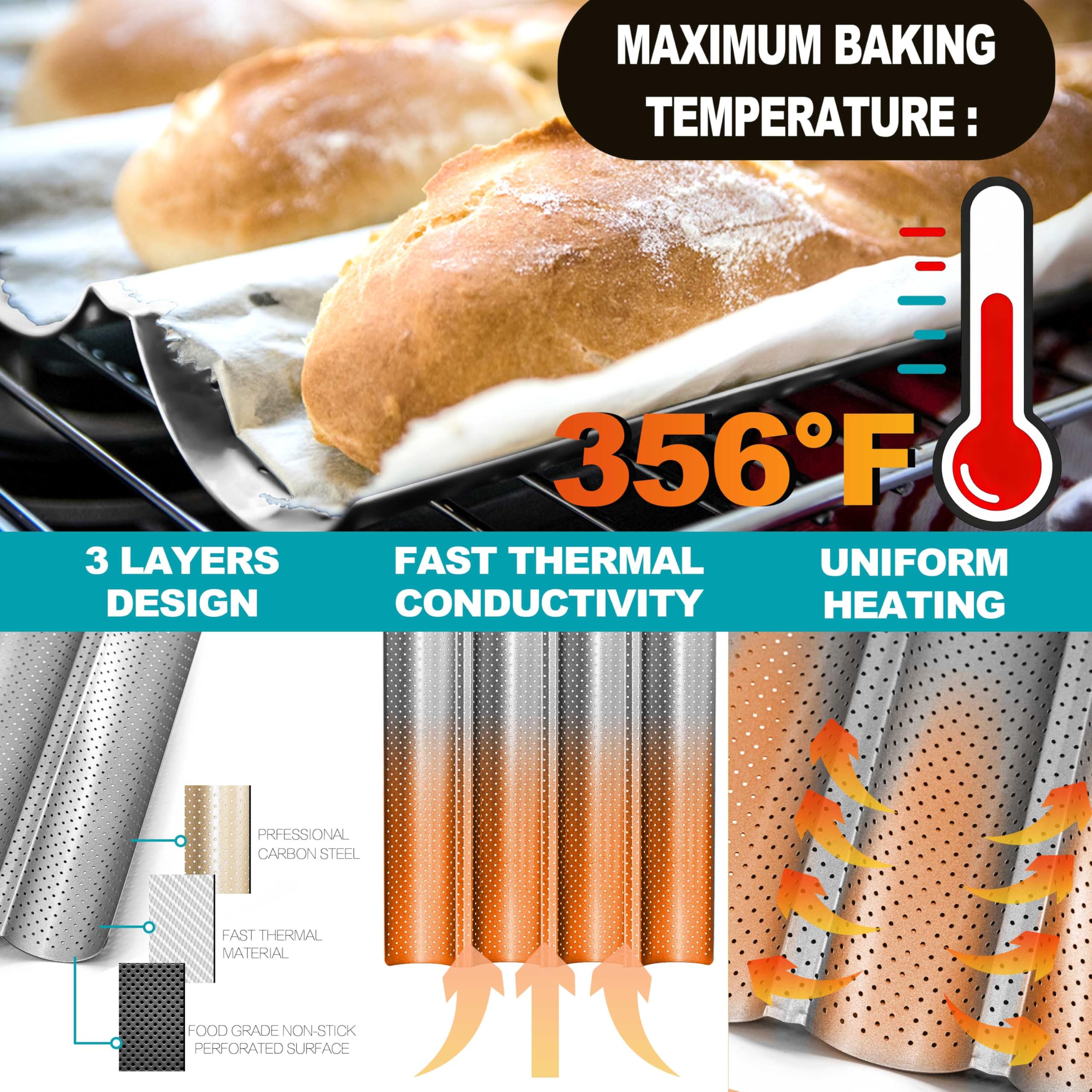 Anaeat perforations promote airflow for an even bake.