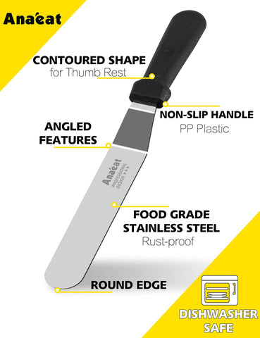 Anaeat angled professional spatula design for clean, sharp frosting lines.