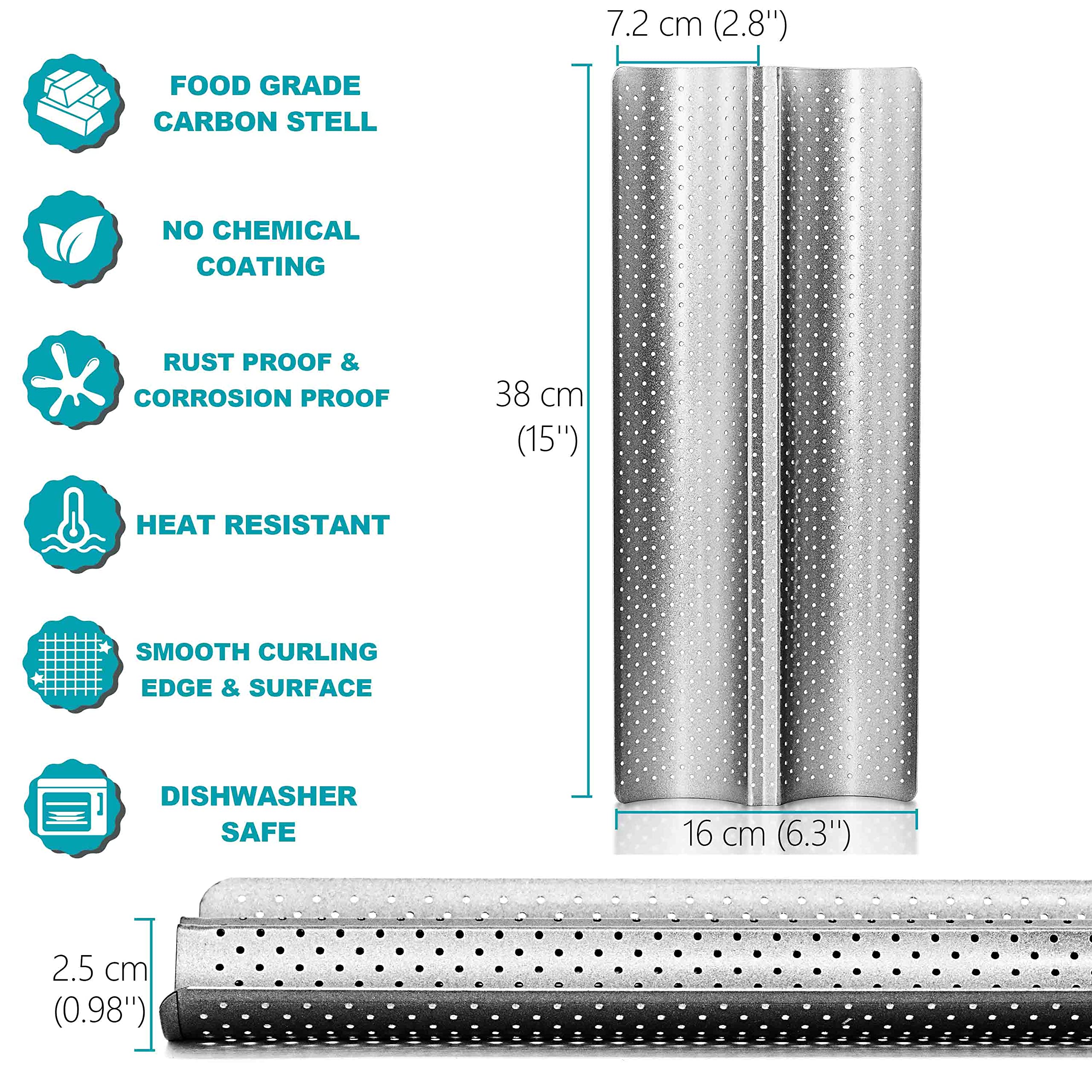 Anaeat baguette pan heavy-weight aluminized steel for even heat