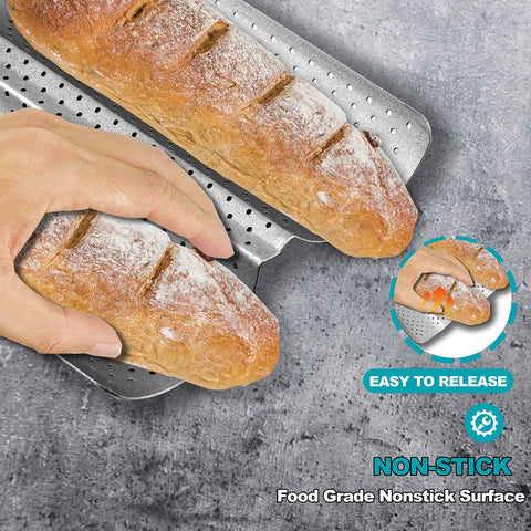 Anaeat baguette pan rounded corners for safe handling