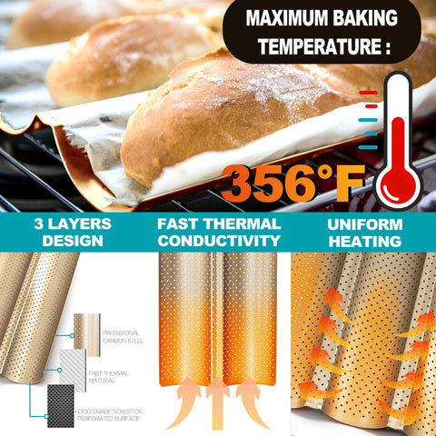 Anaeat two loaves in the baguette pan during oven bake