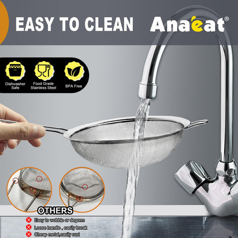 Anaeat 3.15-inch strainer suits tea, herbs, and fine ingredients.