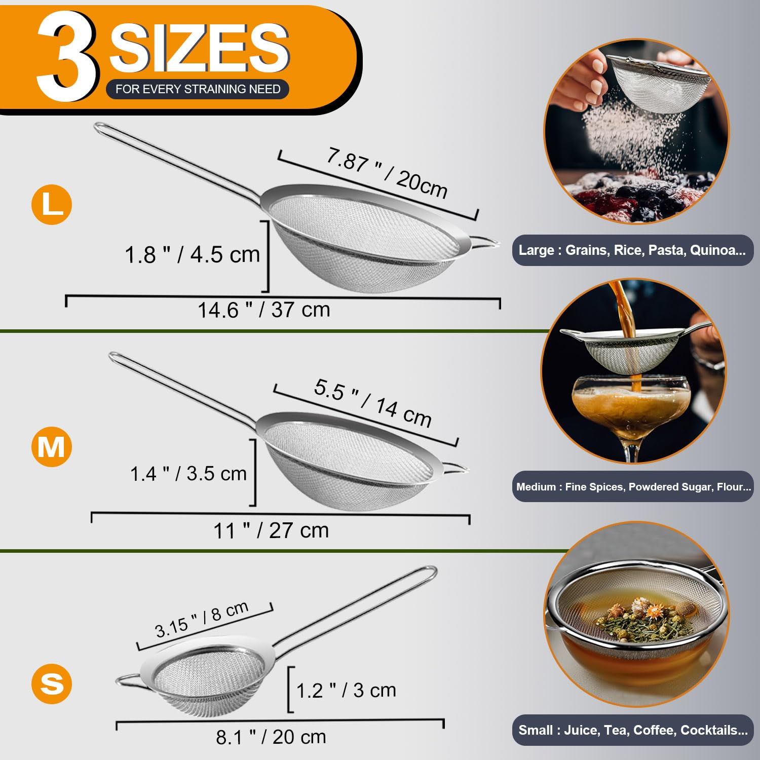 Anaeat 5.5-inch strainer handles mid-size bowls for rice and pasta prep.