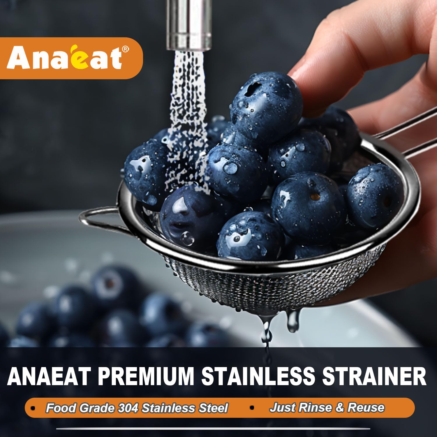 Anaeat extra-fine mesh sieve refines flour and seeds for smoother batters.