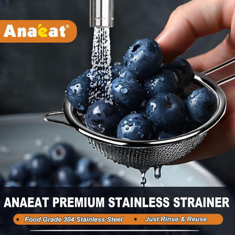 Anaeat extra-fine mesh sieve refines flour and seeds for smoother batters.
