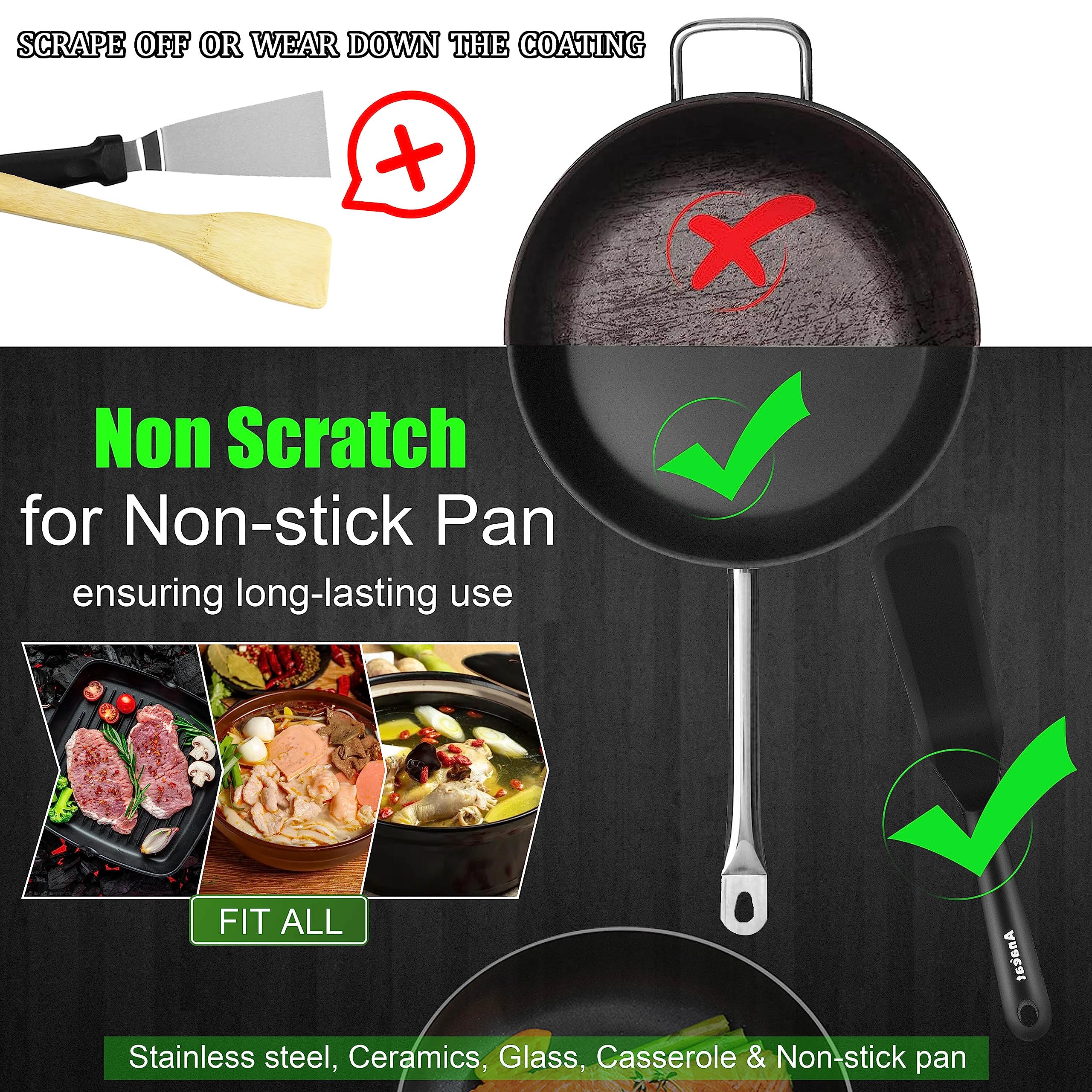 Anaeat heat-resistant spatula, rated up to 460°F, for high-heat cooking without warping.