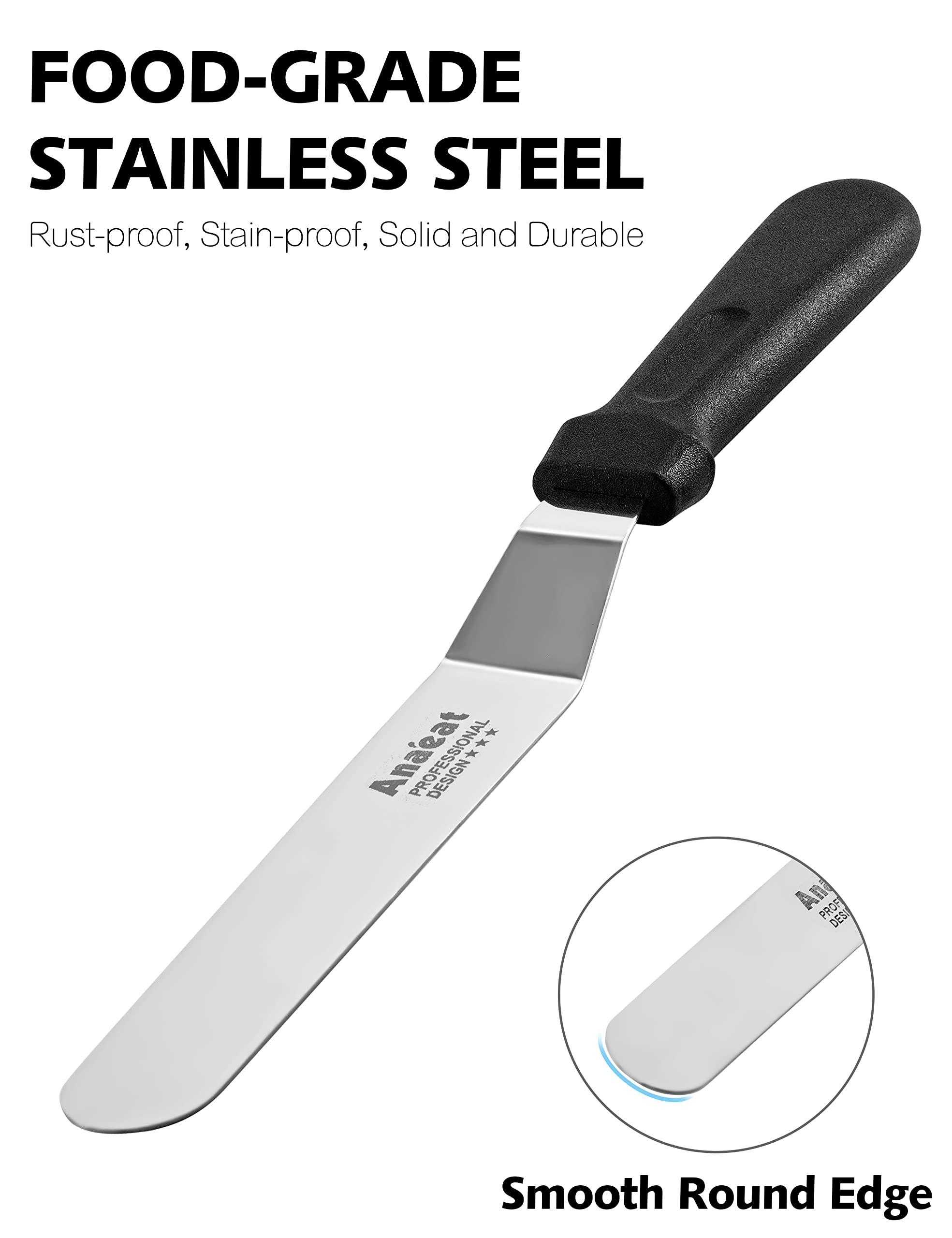 Anaeat kitchen tools set features ergonomic non-slip handle for comfortable decorating.