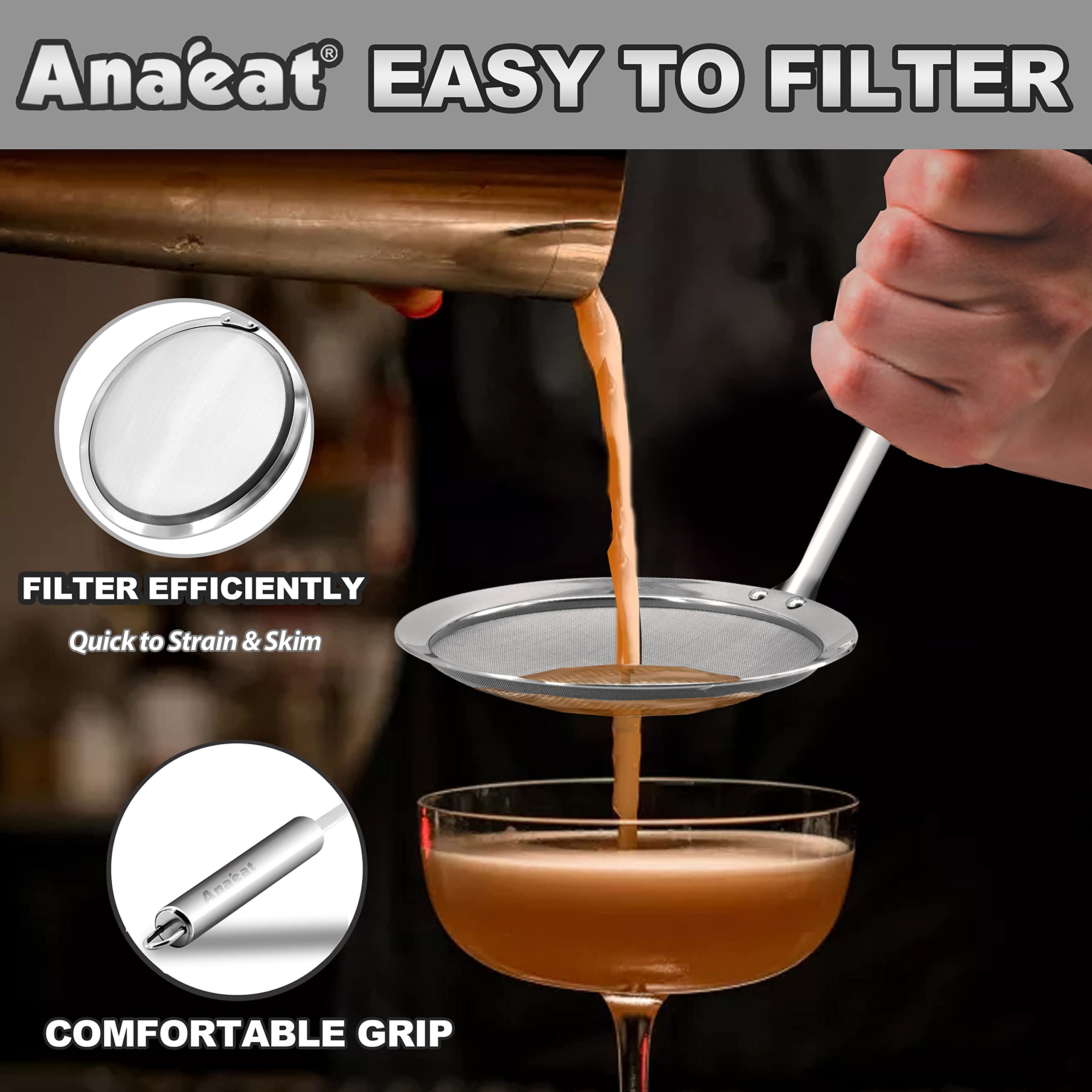Anaeat long-handle skimmer ensures safer cooking