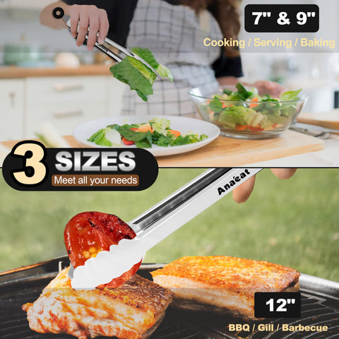 Heat-resistant up to 480°F Anaeat locking tongs for hot foods