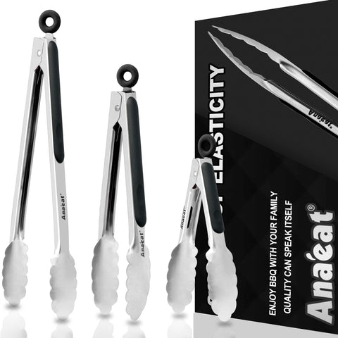 Anaeat premium locking tong set with long handle for precision flipping on the grill