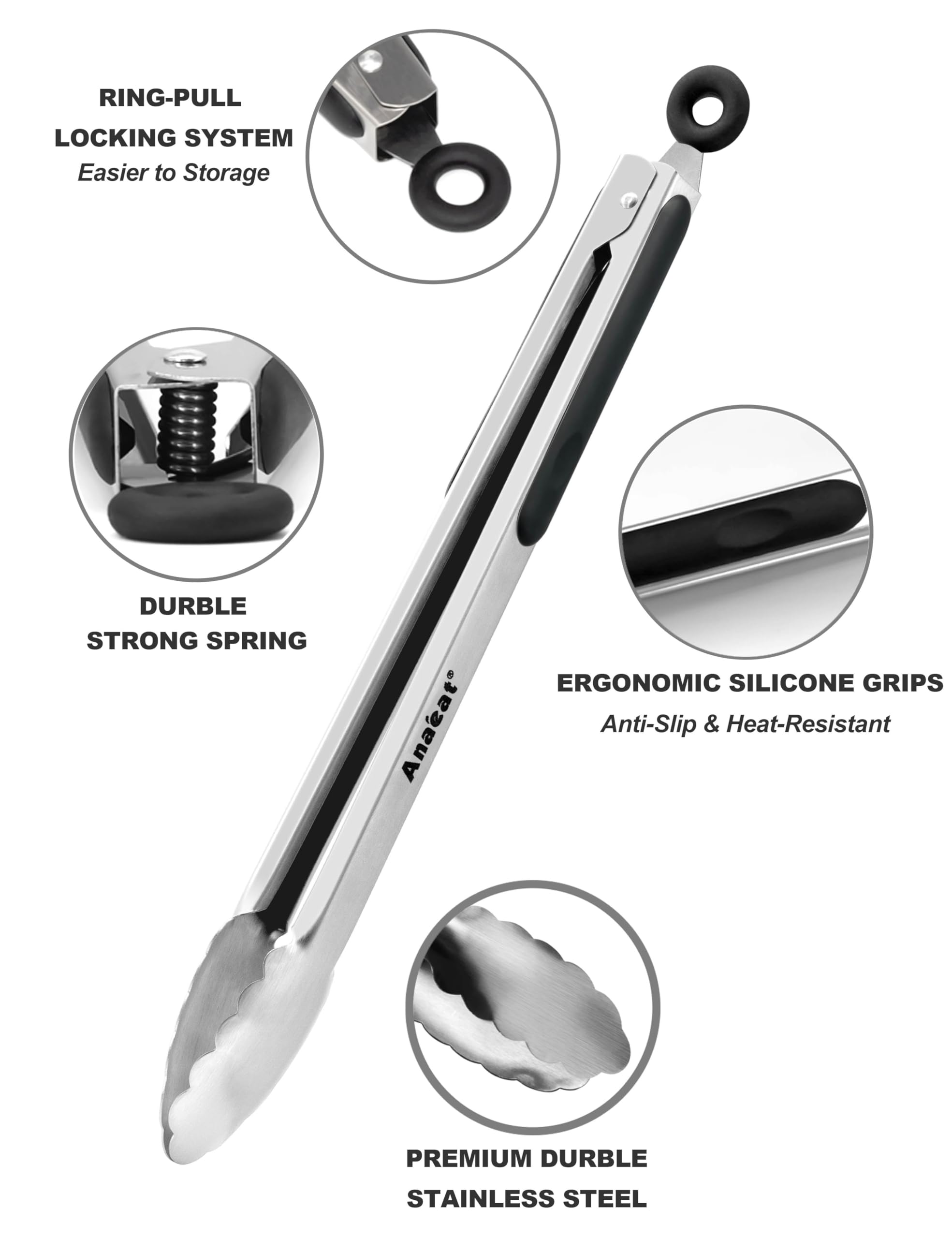Professional-grade heavy-duty Anaeat locking tongs