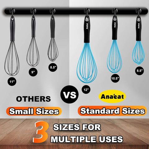 Anaeat silicone balloon whisk with nonstick protective cover protects pans
