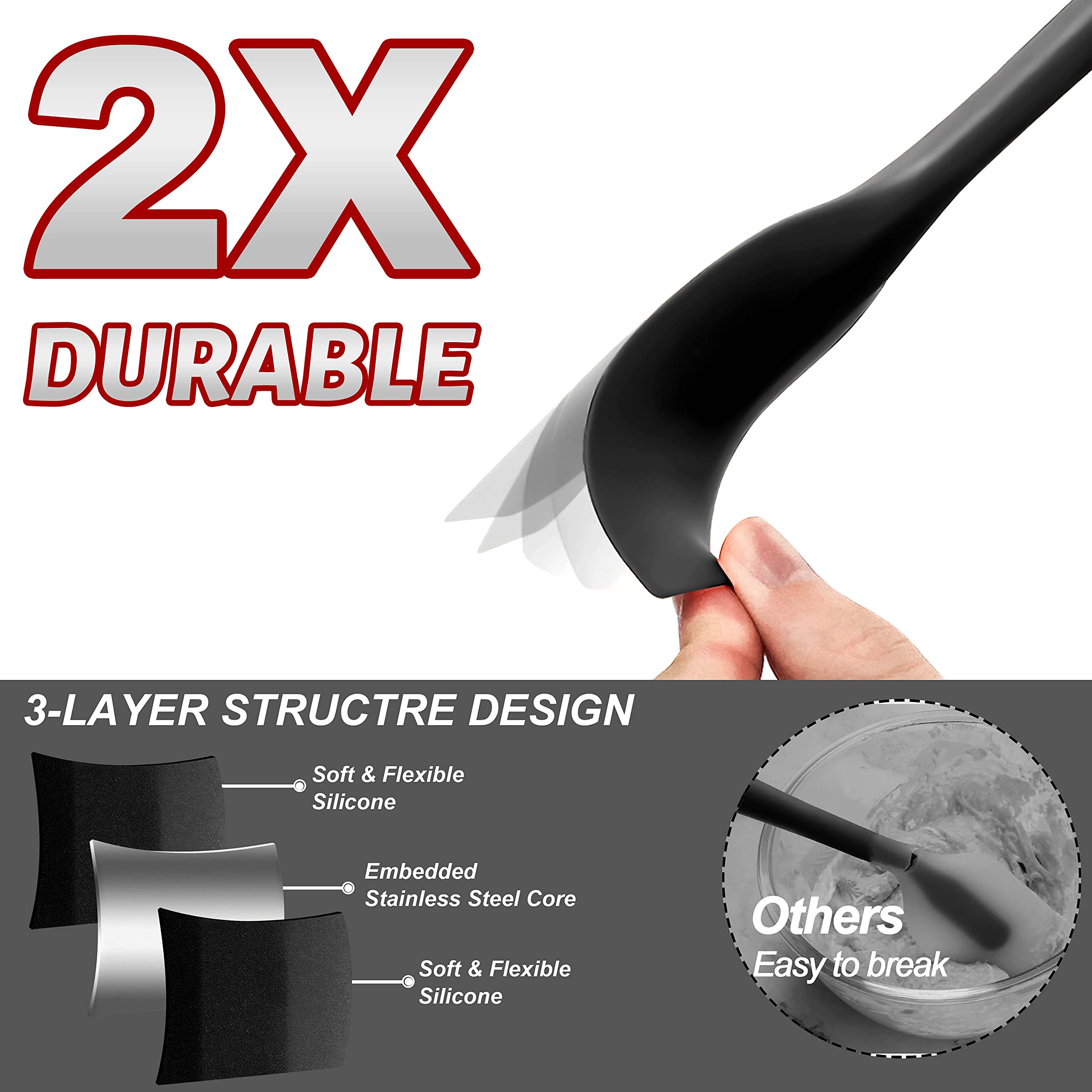 Anaeat spatulas are dishwasher safe for quick, thorough cleanup.