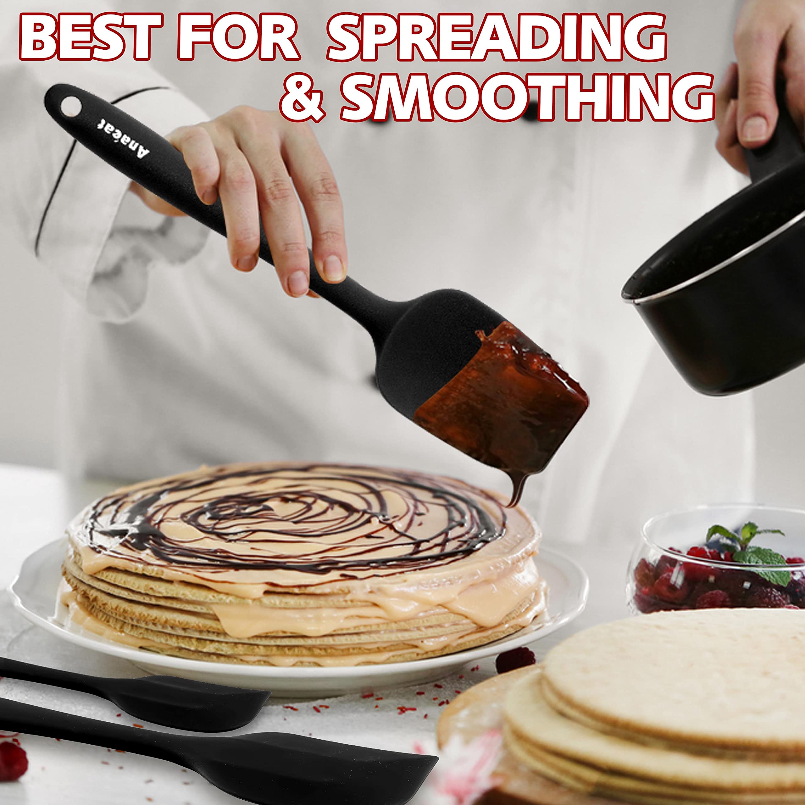 Anaeat spatulas protect non-stick cookware from scratches during stirring.