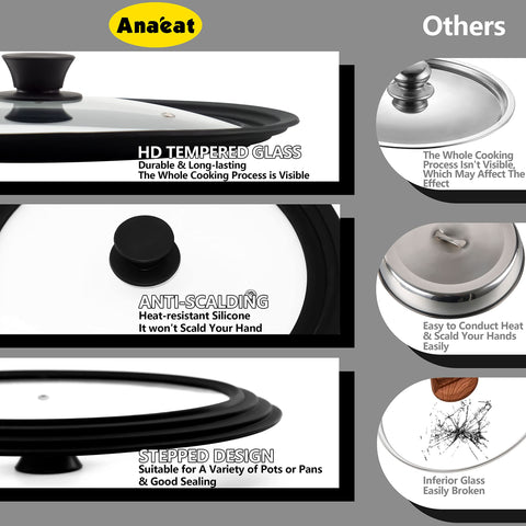 Anaeat space-saving lid replaces multiple lids and reduces cabinet clutter.