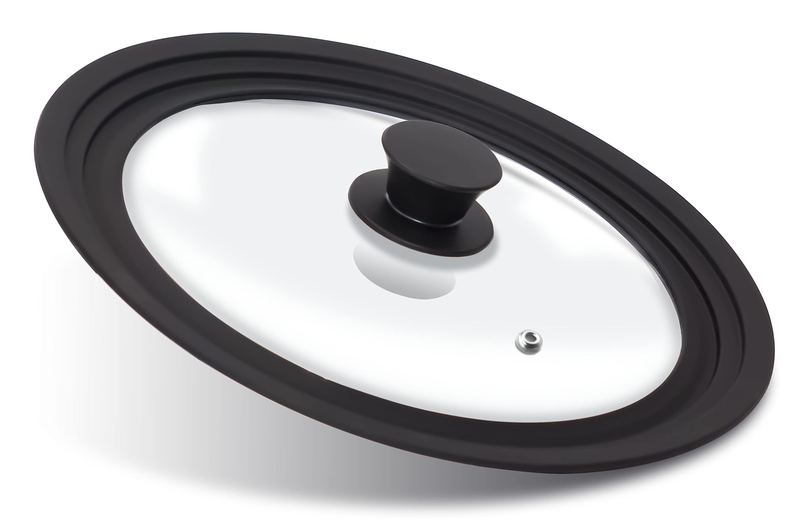 Anaeat silicone universal lid with transparent glass for easy monitoring while cooking.
