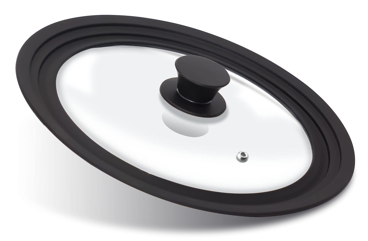 Anaeat silicone universal lid with transparent glass for easy monitoring while cooking.