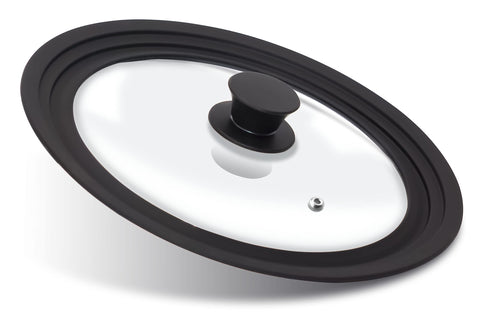 Anaeat silicone universal lid with transparent glass for easy monitoring while cooking.
