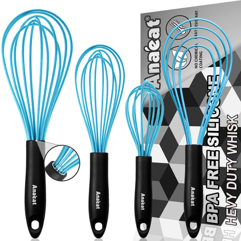 Anaeat 11-inch flat silicone whisk for smooth sauces in non-stick cookware