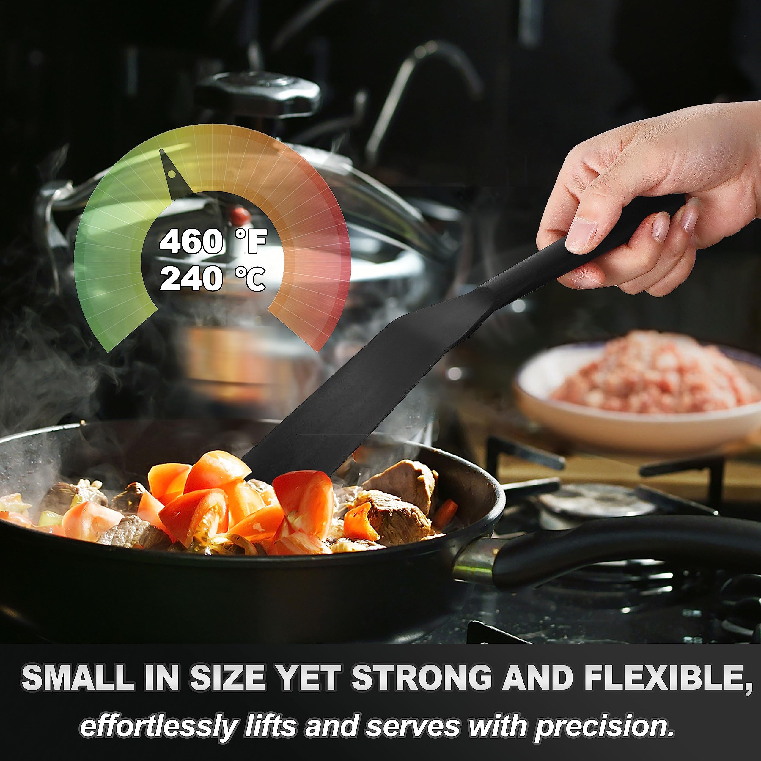 Anaeat spurtle turner silicone egg-pancake, perfect for flipping eggs and pancakes on nonstick cookware.