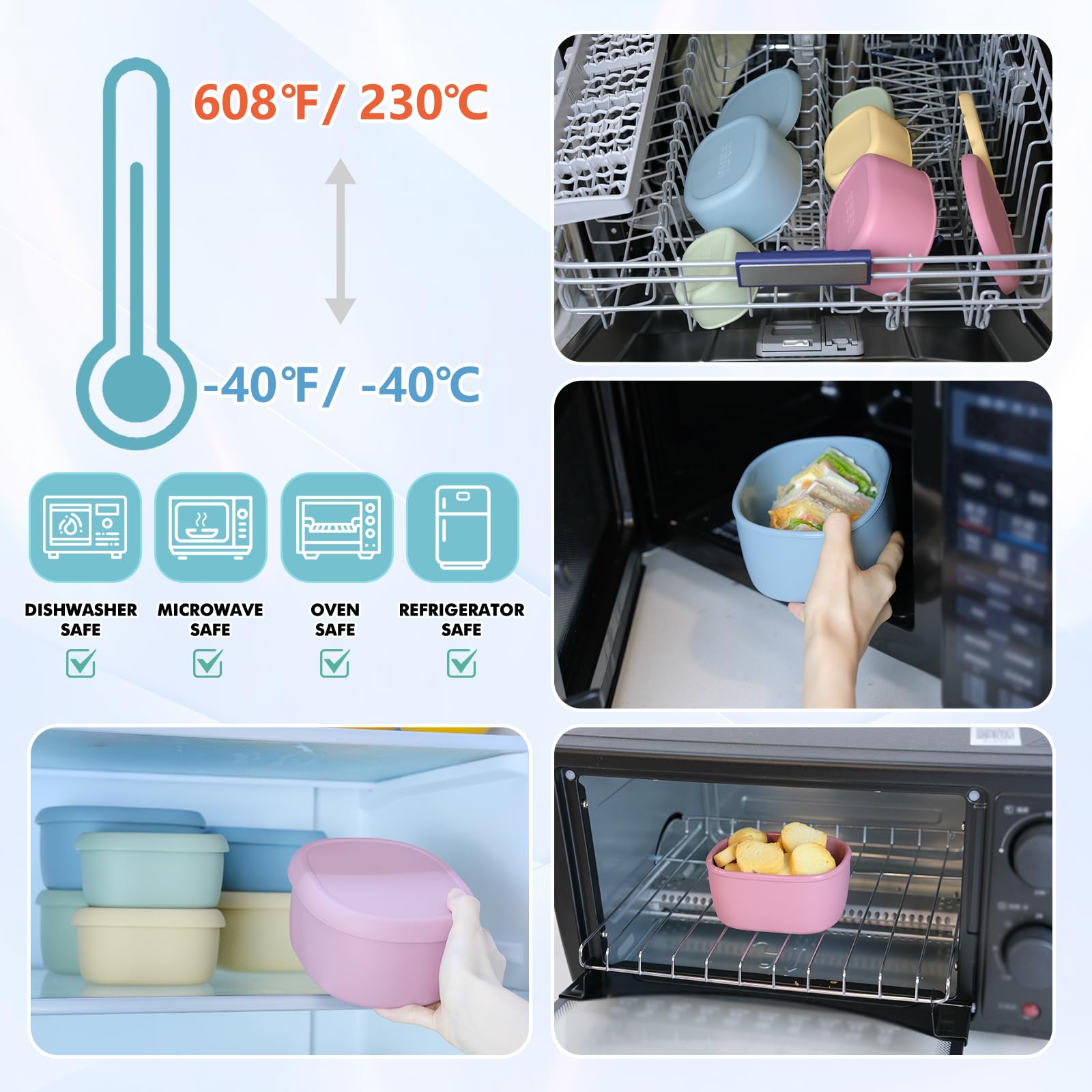 Anatole double-seal lid on bento prevents spills during transport.
