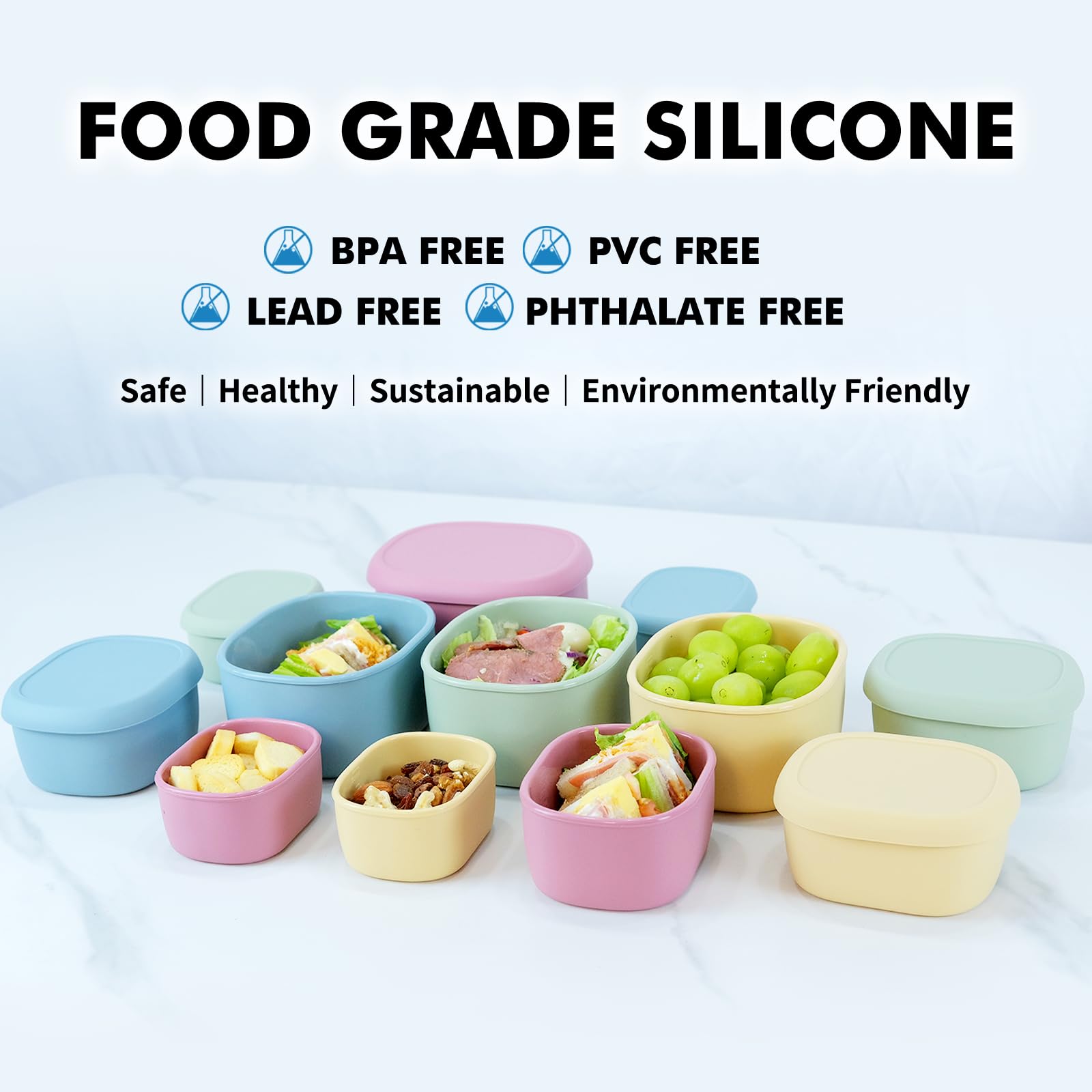 Anatole lunch boxes suitable for sandwiches, salads, fruits and snacks.