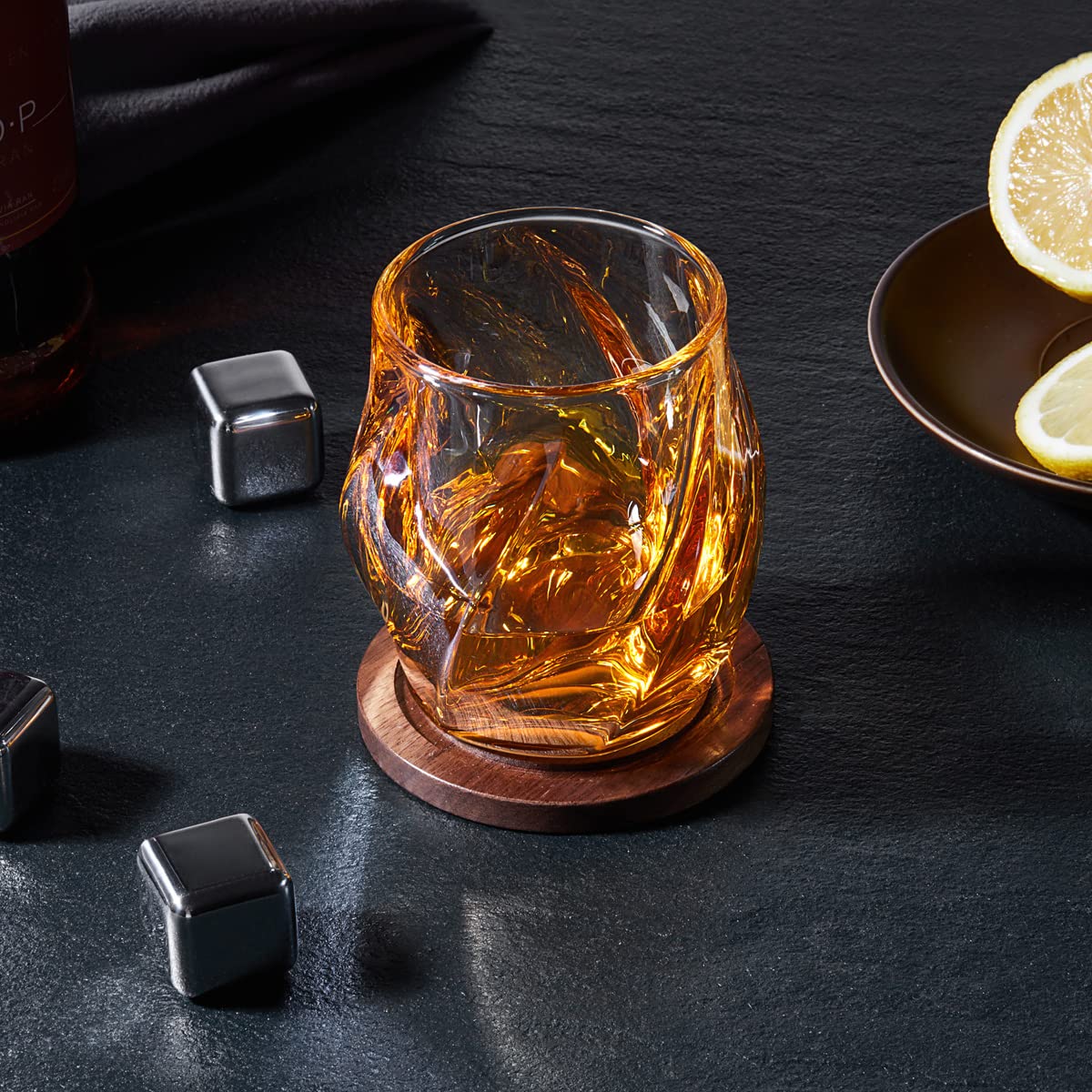 ANBFF twisted crystal old fashion glass with arc design