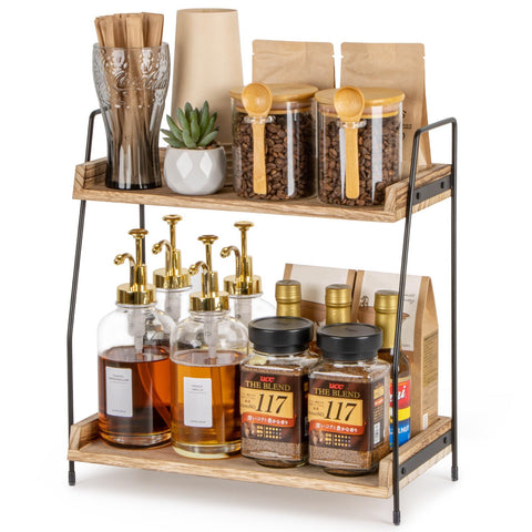 ANBOXIT 2-tier coffee station top shelf keeps essentials within reach