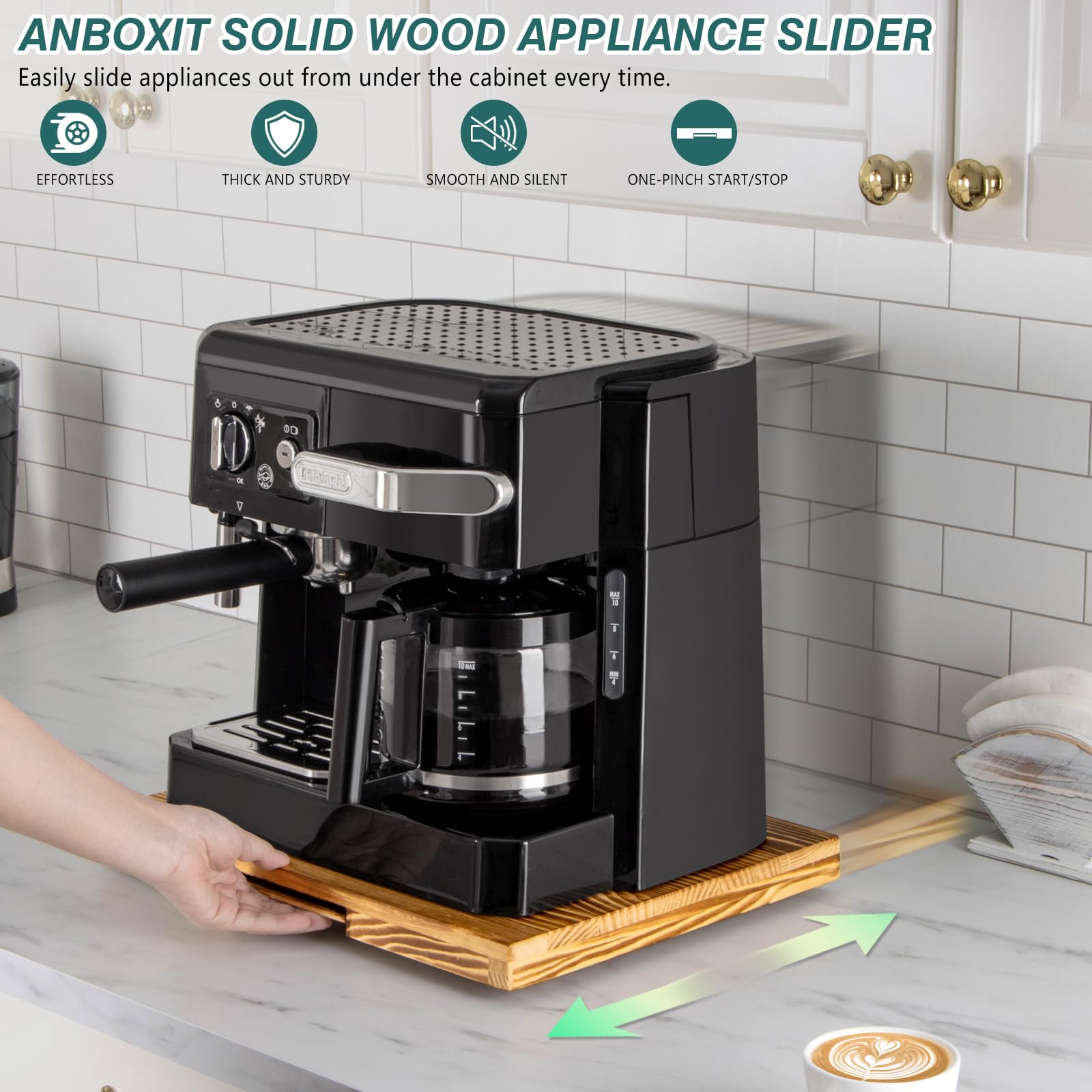 ANBOXIT appliance slider features silent wheels to prevent countertop scratches.