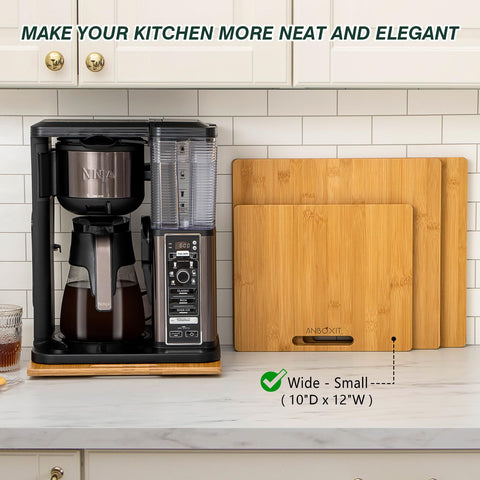 ANBOXIT bamboo appliance slider six-size options fit a range of counters and appliances.