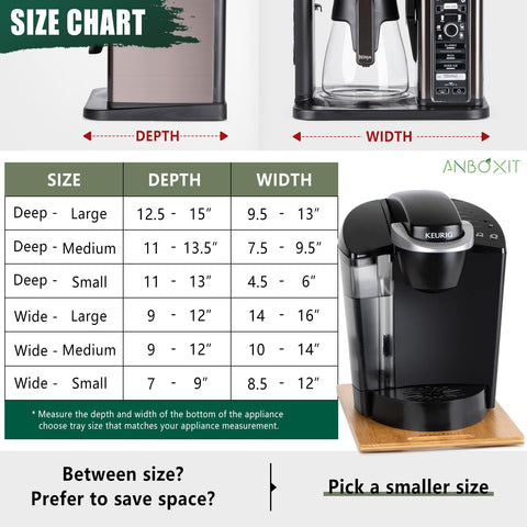 ANBOXIT bamboo appliance slider size options showcase versatile kitchen fit.