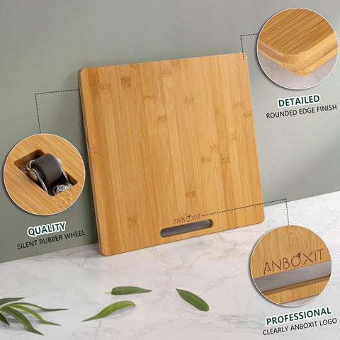 ANBOXIT bamboo appliance slider in use pulling out a coffee maker for refills