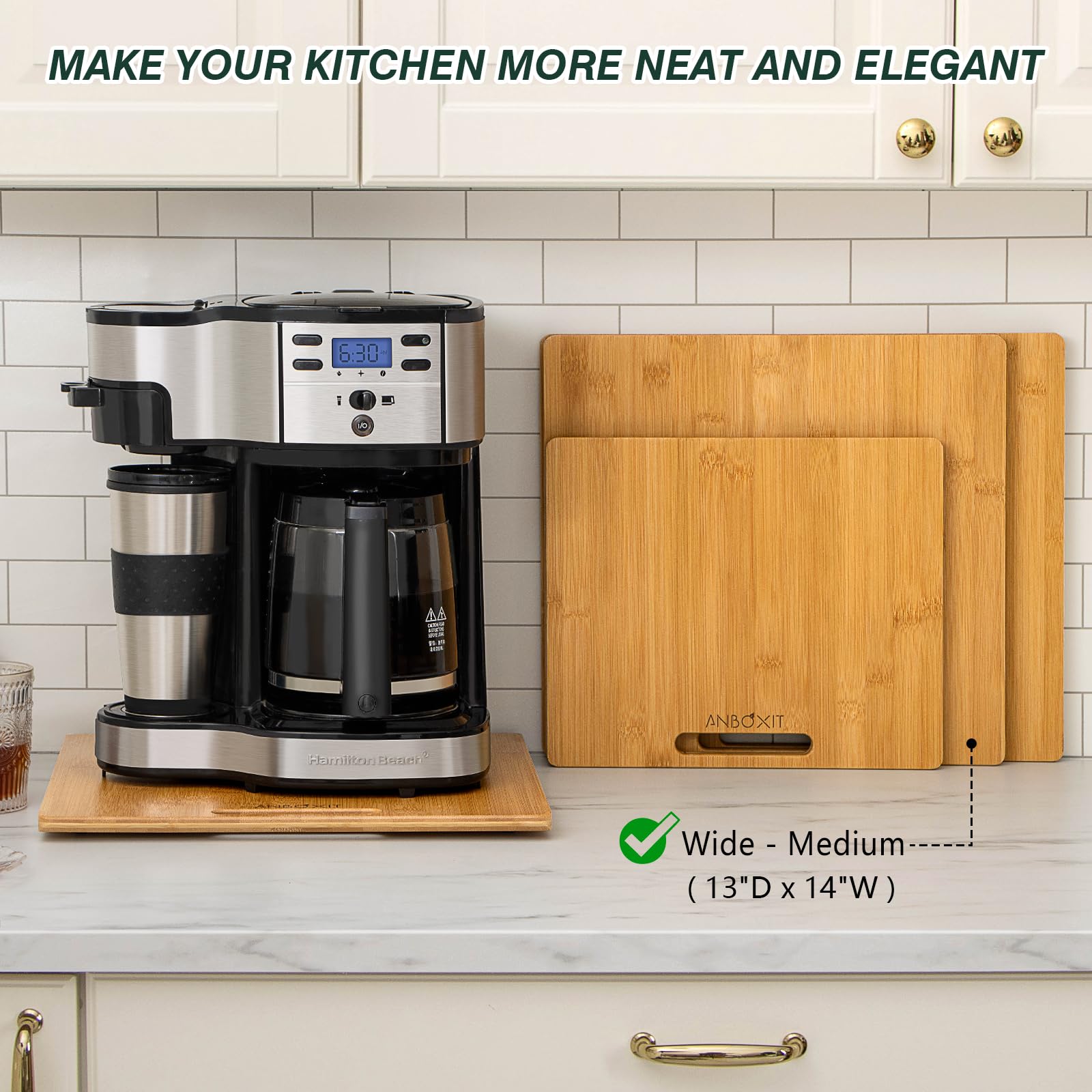ANBOXIT bamboo appliance slider moves appliances from under the cabinet with ease
