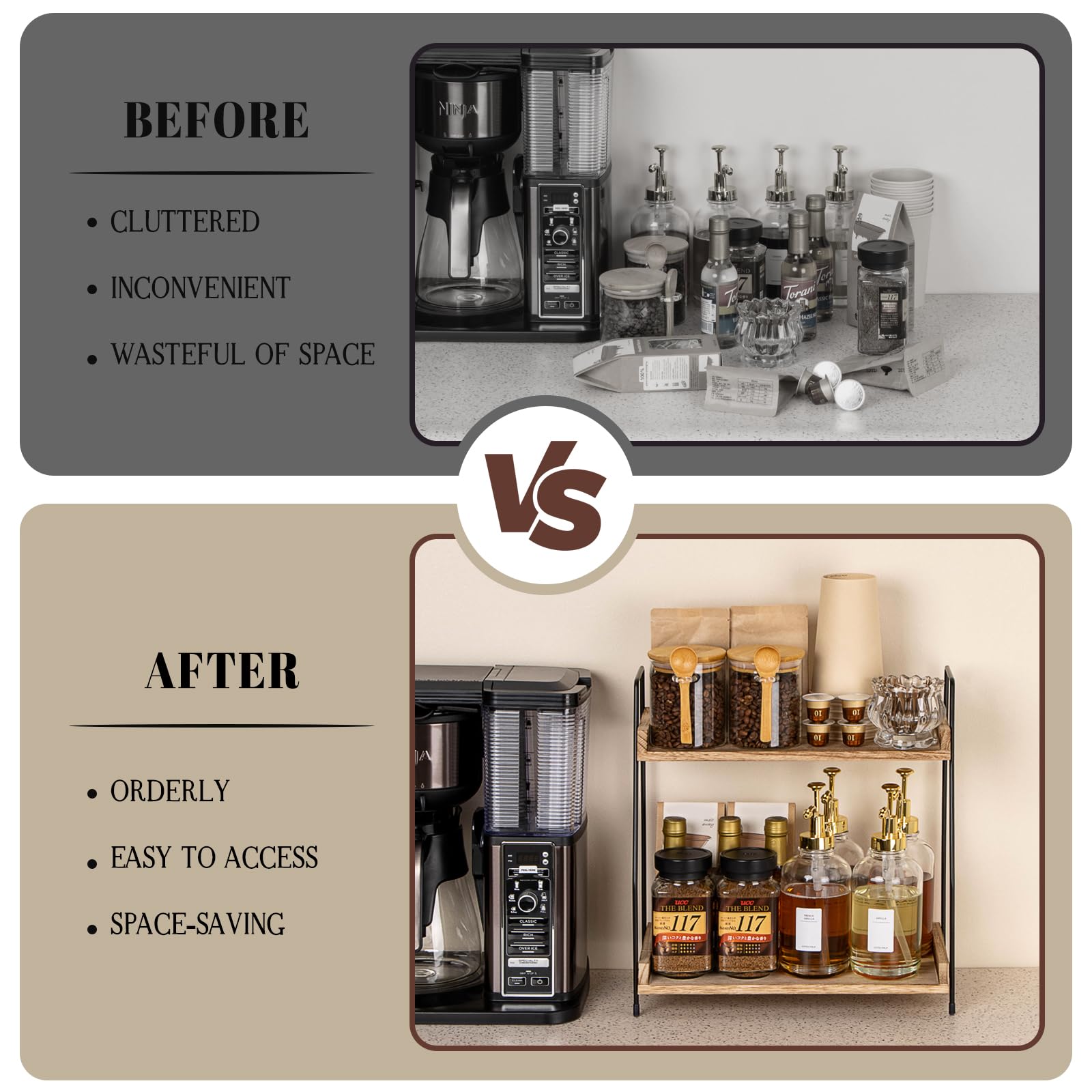 ANBOXIT kitchen countertop storage caddy keeps daily essentials organized