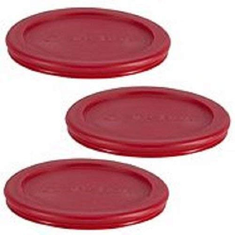 3-pack red replacement lids for Anchor Hocking 2 cup containers.
