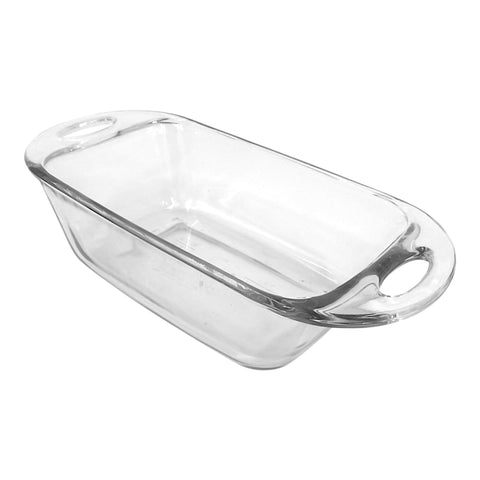 Anchor Hocking 5x9 glass loaf dish, top view, ideal for baking.
