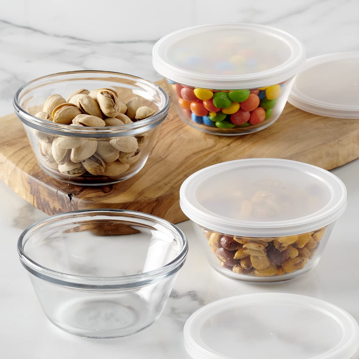 Anchor Hocking BPA-free lids, top-rack dishwasher safe.
