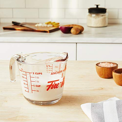Anchor Hocking Fire-King 16 oz measuring cup, dishwasher-safe for easy cleanup