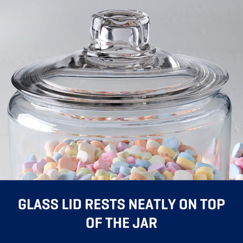 Anchor Hocking Heritage Hill jar filled with cookies and candies