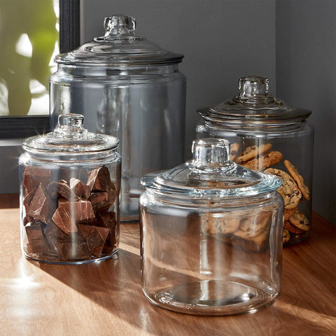 Anchor Hocking Heritage Hill jar with lids on for freshness and access